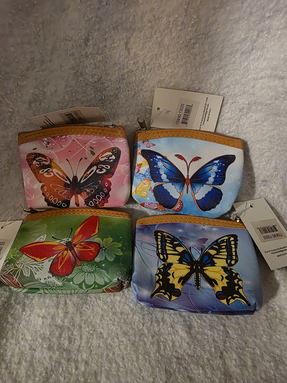 Butterfly Print Mini Coin Pouch - Blue, Pink, Green, Yellow - All 4